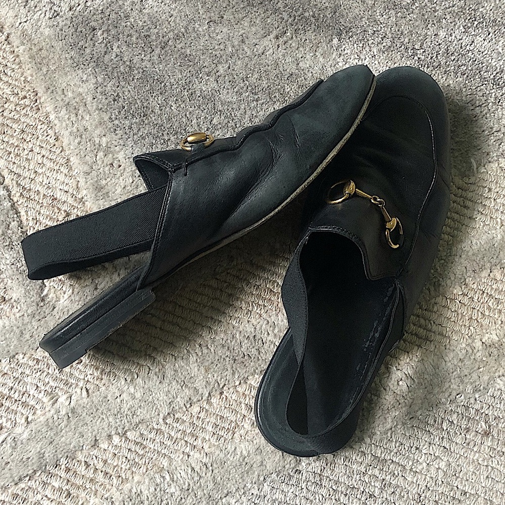 Black Gucci Horsebit Slides